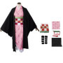 Demon Slayer Kamado Nezuko Cosplay Halloween Costume Party Clothes Anime Kimetsu No Yaiba Outfit Wig Shoes Set