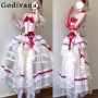 Lolita Evening Gown Red and White Dress Women's Elegant Gorgeous Daily Princess Dress Female Summer Lolita Party Dress