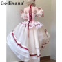 Lolita Evening Gown Red and White Dress Women's Elegant Gorgeous Daily Princess Dress Female Summer Lolita Party Dress
