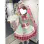 Lolita Sweet Green and Pink Cute Princess Dress New 2026 Spring and Summer Birthday Party Elegant Maid Cos Dresses Women