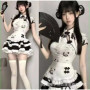 Cos Halloween Cosplay Cute Girl's New Chinese Style Panda Print Top With High Waist Slimming Effect Fluffy Cake Skirt Maid Apr