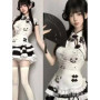 Cos Halloween Cosplay Cute Girl's New Chinese Style Panda Print Top With High Waist Slimming Effect Fluffy Cake Skirt Maid Apr