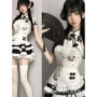 Cos Halloween Cosplay Cute Girl's New Chinese Style Panda Print Top With High Waist Slimming Effect Fluffy Cake Skirt Maid Apr