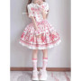 Sweet Lolita Jsk Dress Strawberry Cartoon Cute Rabbit Print Suspenders Dress Japanese Summer Women Kawaii Party Dresses