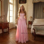 Luxurious Pink Ball Gown Elegant Satin Prom Dress Sexy Corset Wedding Guest Gown Formal Party Robe De Soirée Vestido