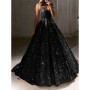 Customized Sparkly V-Neck Sleeveless Prom Dress 2026 Spaghetti Straps Tulle Backless Sexy Evening Dress Glitter Vestidos De Gala