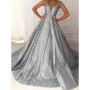Customized Sparkly V-Neck Sleeveless Prom Dress 2026 Spaghetti Straps Tulle Backless Sexy Evening Dress Glitter Vestidos De Gala