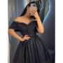 Customized Shinny Short Prom Dresses Off The Shoulder Tight Corset Sweetheart Birthday Party Dress Glitter Tulle Evening Dress
