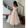 Toofgon Sweetheart Pink A Line Prom Dress Backless Soft Tulle Tea Length Prom Party Dress Customized A Line Birthday Dresses