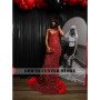 Beautiful Red Rhinestones Strapless Prom Dress for Wedding Sparkly Mermaid Birthday Reception Gown robe de bal Customized