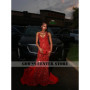 Beautiful Red Rhinestones Strapless Prom Dress for Wedding Sparkly Mermaid Birthday Reception Gown robe de bal Customized