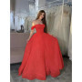 Customized Moden Prom Dress 2026 Glitter Tulle Off the Shoulder Wedding Party Dress Boat-neck A-line Floor-Length Evening Gowns