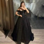 Customized Moden Prom Dress 2026 Glitter Tulle Off the Shoulder Wedding Party Dress Boat-neck A-line Floor-Length Evening Gowns