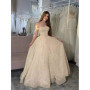 Customized Moden Prom Dress 2026 Glitter Tulle Off the Shoulder Wedding Party Dress Boat-neck A-line Floor-Length Evening Gowns