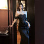 Black Luxury Elegant Birthday Evening Party Dress Women New Slim Pleated Sexy Strapless Backless Robe Vintage Long Dresses 2025