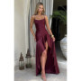 Sexy Satin Long Dress Luxury Ruffles Backless Bandage Evening Dresses Red Burgundy Blue Wedding Guest Cocktail Party Summer New