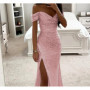 2026 Women's Luxury High Split Club Party Evening Dress Sexy Banquet Slim Waisted Female Dress Elegant V-Neck Slim Long Dress