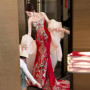 New Chinese Style Red Wedding Dress Strapless Mermaid Heavy Embroidery Luxury Bridal Toast Engagement Evening Gown