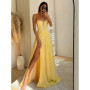 Beshinel Customized Strapless Side Split Chiffon Prom Gowns 2025 Exquisite Corset Evening Party Dresses Floor Length Vestidos