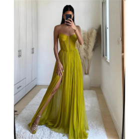 Beshinel Customized Strapless Side Split Chiffon Prom Gowns 2025 Exquisite Corset Evening Party Dresses Floor Length Vestidos