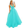 3D Lace Applique Glitter Tulle Prom Dresses Long Floral V Neck Ball Gowns A Line Backless Formal Evening Gowns
