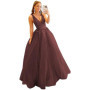 3D Lace Applique Glitter Tulle Prom Dresses Long Floral V Neck Ball Gowns A Line Backless Formal Evening Gowns