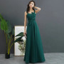 Dark green long lady women prom dress party dress performance singing dress gown