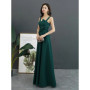 Dark green long lady women prom dress party dress performance singing dress gown