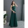 Dark green long lady women prom dress party dress performance singing dress gown