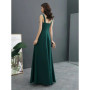 Dark green long lady women prom dress party dress performance singing dress gown