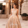 Champagne Tulle A-line Sleeveless Exquisite Slim-Fit Party Evening Prom Dress Astra Lume Customized Gala Grown Bespoke Dress