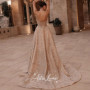 Champagne Tulle A-line Sleeveless Exquisite Slim-Fit Party Evening Prom Dress Astra Lume Customized Gala Grown Bespoke Dress