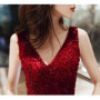 Wine long sweat v neck sleeveless lady girl women princess party performance banquet party ball prom dress gown