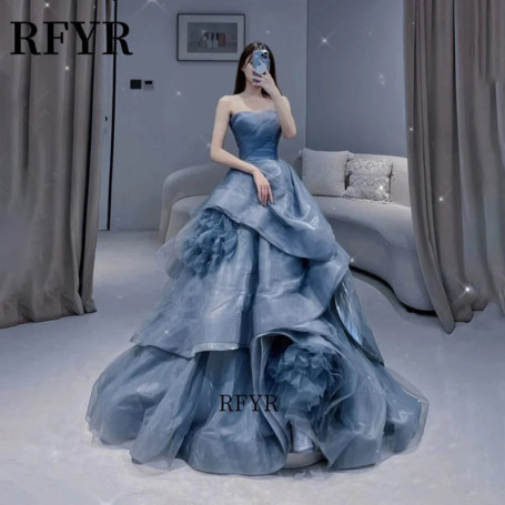 RFYR Strapless Evening Dress Multilayer Prom Dress 2025 Luxury Ball Gown Party Dress Princess فساتين مناسبة رسمية Customized
