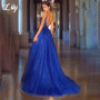 Lily Blue Gorgeous Prom Dress Sweetheart Backless Prom Gown with Fishbone Sequins High Split Evening Dresses 프롬 드레스 Customized