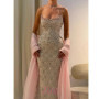 Customized Pink Glitter Strapless robes de soirée Sleeveless Mermaid Party Dresses Floor-Length Prom Dress 2025