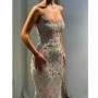 Customized Pink Glitter Strapless robes de soirée Sleeveless Mermaid Party Dresses Floor-Length Prom Dress 2025