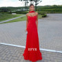 RFYR Red Prom Dress with Layers Party Dress with Scarf Evening Dress A Line Celebrity Gala Dress vestidos de fiesta Customized