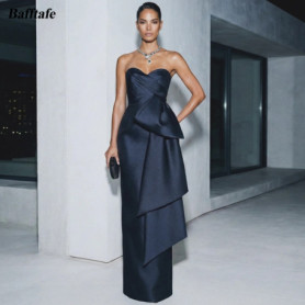 Bafftafe Customized Long Prom Dresses Sheath Satin Sweetheart Bow Special Occasion Evening Party Gowns Wedding Bridesmaid Dress