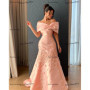 Customized Exquisite Off Shoulder Prom Gown A-line Satin V Neck Evening Party Dresses Sexy Backless Banquet Party Dress for Wome
