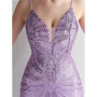 HBLL Women Strap Party Maxi Dress Sexy V Neck Evening Dress Celebrity Purple Sequin Dress Long Prom Formal Occasion Dress