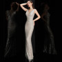 DEERVEADO Elegant V Neck Sequin Evening Dress Long 2025 New Women Mermaid Formal Dress Party Gown Bodycon Maxi Prom Dress