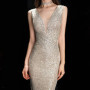 DEERVEADO Elegant V Neck Sequin Evening Dress Long 2025 New Women Mermaid Formal Dress Party Gown Bodycon Maxi Prom Dress