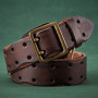 3.8CM Luxury Thick Real Genuine Leather Men Belt Double Buckle Belt Ceinture Leather Belt Men Jeans Trouser Belt Cowboy
