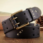 3.8CM Real Genuine Leather Belt Luxury Designer Brass Double Pin Buckle Belts Pure Cowskin Vintage Strap Male Jeans Belt for Men