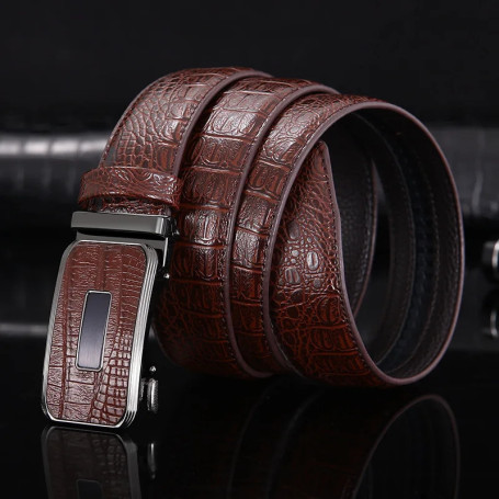 3.3cm High-end Business Men's Genuine Leather Belt Alloy Automatic Buckle Two-layer Cowhide Casual Suit Belt for Men