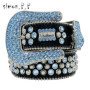 Designer Belt Bb Belts Fashion Luxury Mens Belt and Lady Belt Leather Decorated with Colorful Diamonds Chain 3.8 Cm