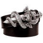 Silver Sword Serpent Leather Belt Knife Snake Totem Metal Buckle Wild Street Dance Hip Hop Costume Gift For Men