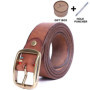 Vintage Genuine Leather Men's Belt With Solid Brass Buckle, Handmade Casual Pin Buckle Thickened Italian Cowhide With Gift Box