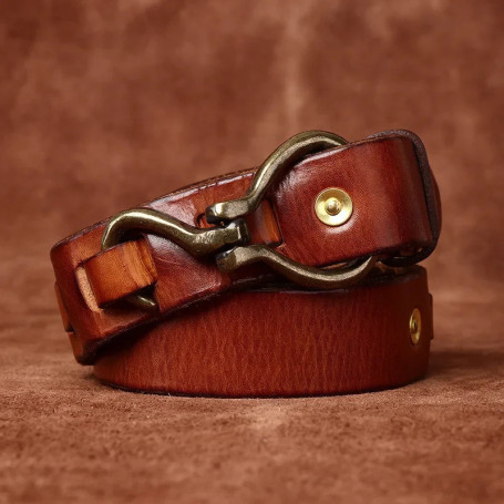 Men's Full Grain Leather Belts for Men Cowhide Male Belt Genuine Leather Copper Hook Buckle Luxury Brand Designer Waist Strap